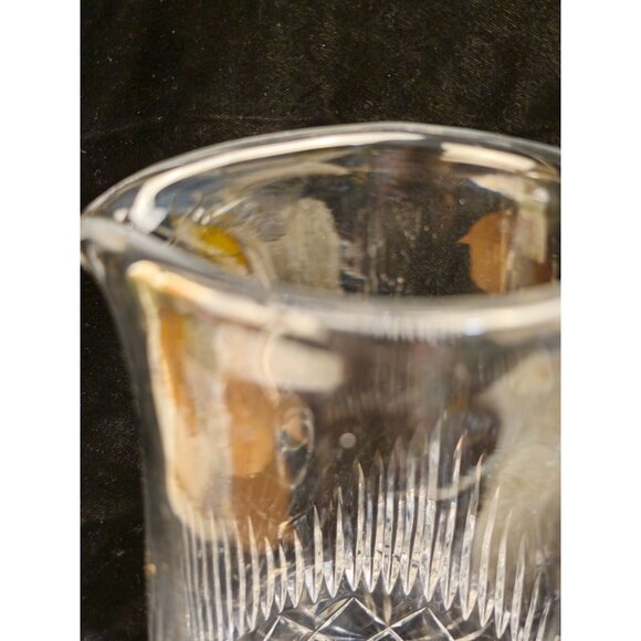 Vintage Clear Cut Glass Pitcher With Handle & Spout - Diamond & Vertical Pattern - Picture 7 of 9